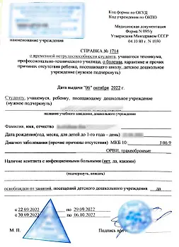 Купить справку 095у для учащегося в Москве.